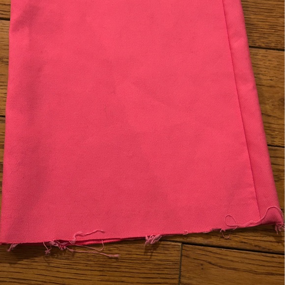 Zara Cropped Neon Coral High Waist Flare Pants Raw Hem Size S NWOT - Picture 4 of 8